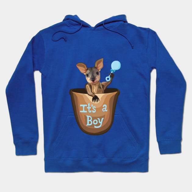 Kangaroo Baby: It's a Boy Hoodie by Art by Deborah Camp